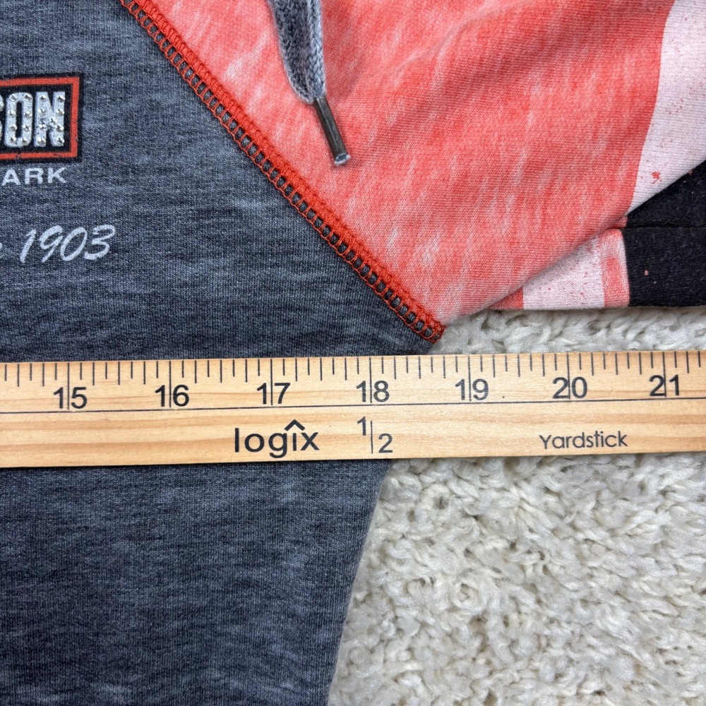Harley-Davidson Hoodie Women S Gray Orange Burnout Rhinestone Full Zip NWT - Picture 5 of 10